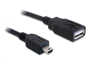 Imagem de Cabo USB tipo A F/ mini B 5p M preto 0.50m